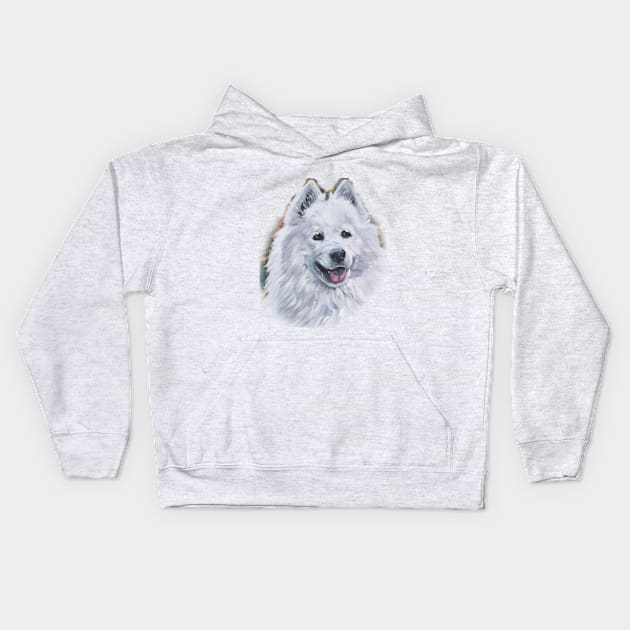 samoyed Fine Art Painting Kids Hoodie by LASHEPARD